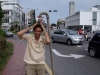 Taking shower on the street