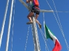 Cynthia climbing the mast
