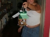 Luis\' daughter Yvonne is very creative, making a bird\'s house from a wine-carton