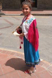 perfect shot of a traditional dress from a town in Azuay region