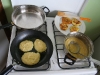 5th day: time to start eating rich - potatoe pancakes with fried vegetables