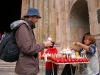 a tradition in front of the church: candied apples and some kind of egg-guayaba